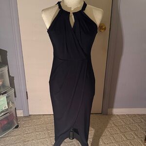 Elegant Navy Halter Dress